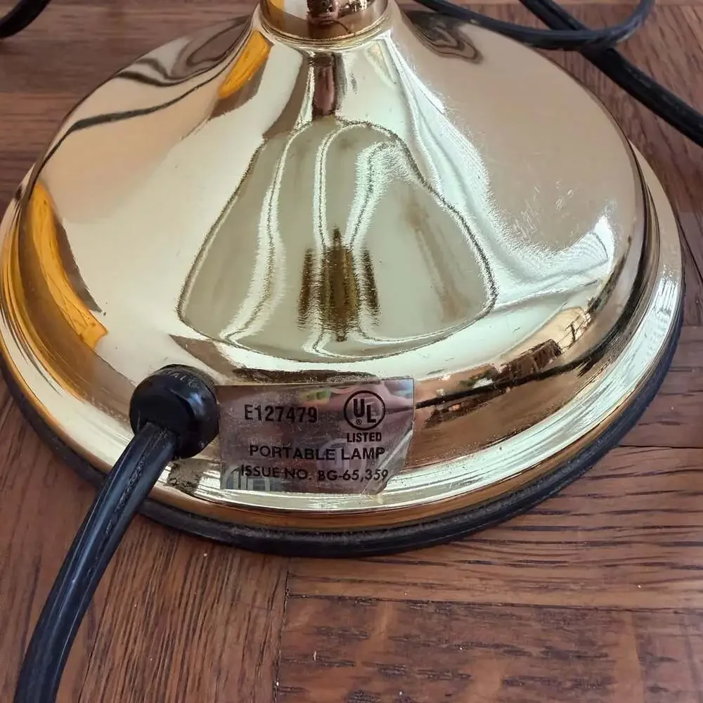 Vintage Floral Segmented Curved Glass Globe Touch Table Lamp with Brass Base